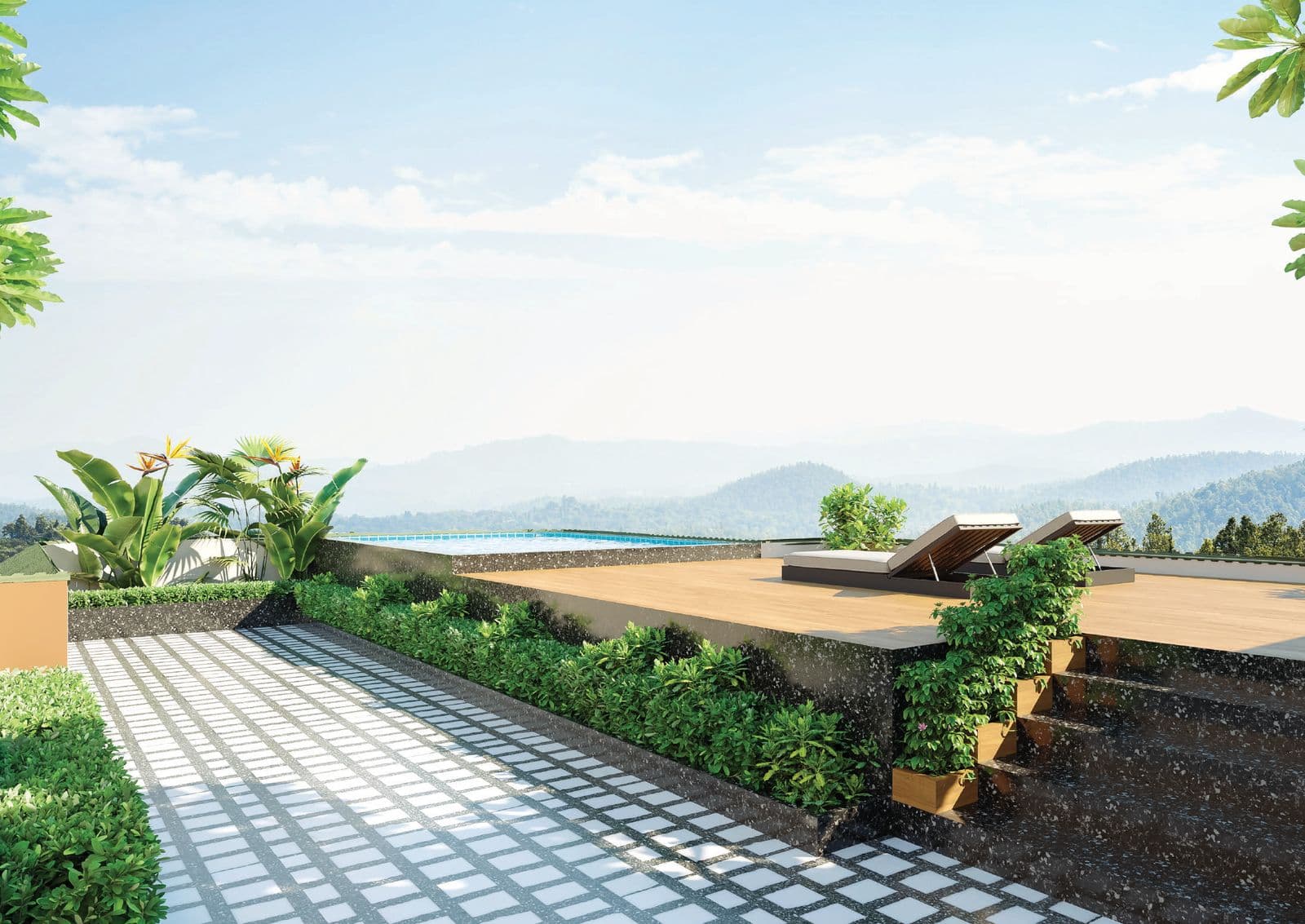 Rooftop deck with valley views at Amora Horizon