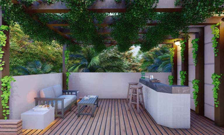 Pergola terrace deck at Casa De Fresco