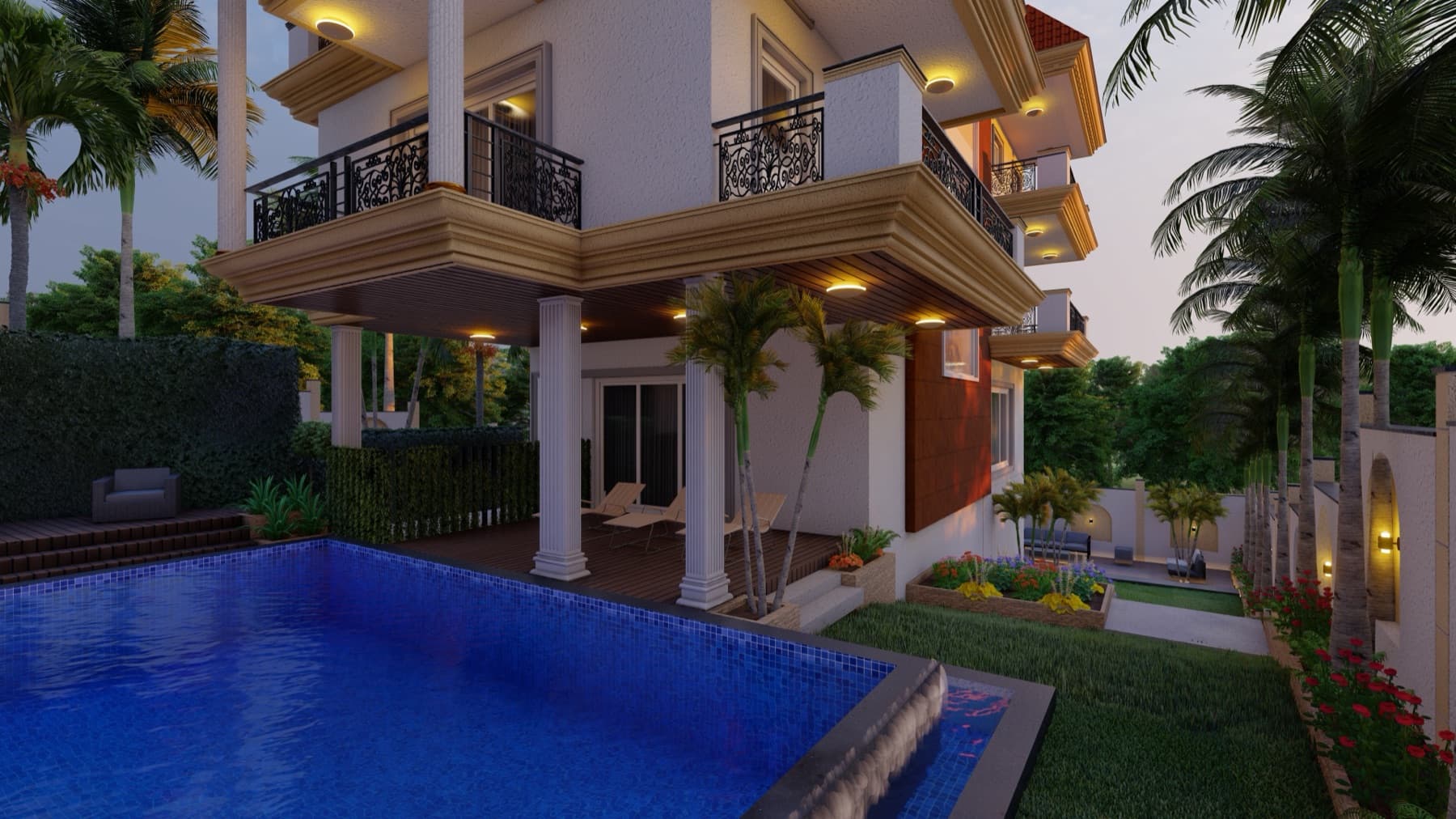 Private pool and deck at The Pine Cliff, Parra