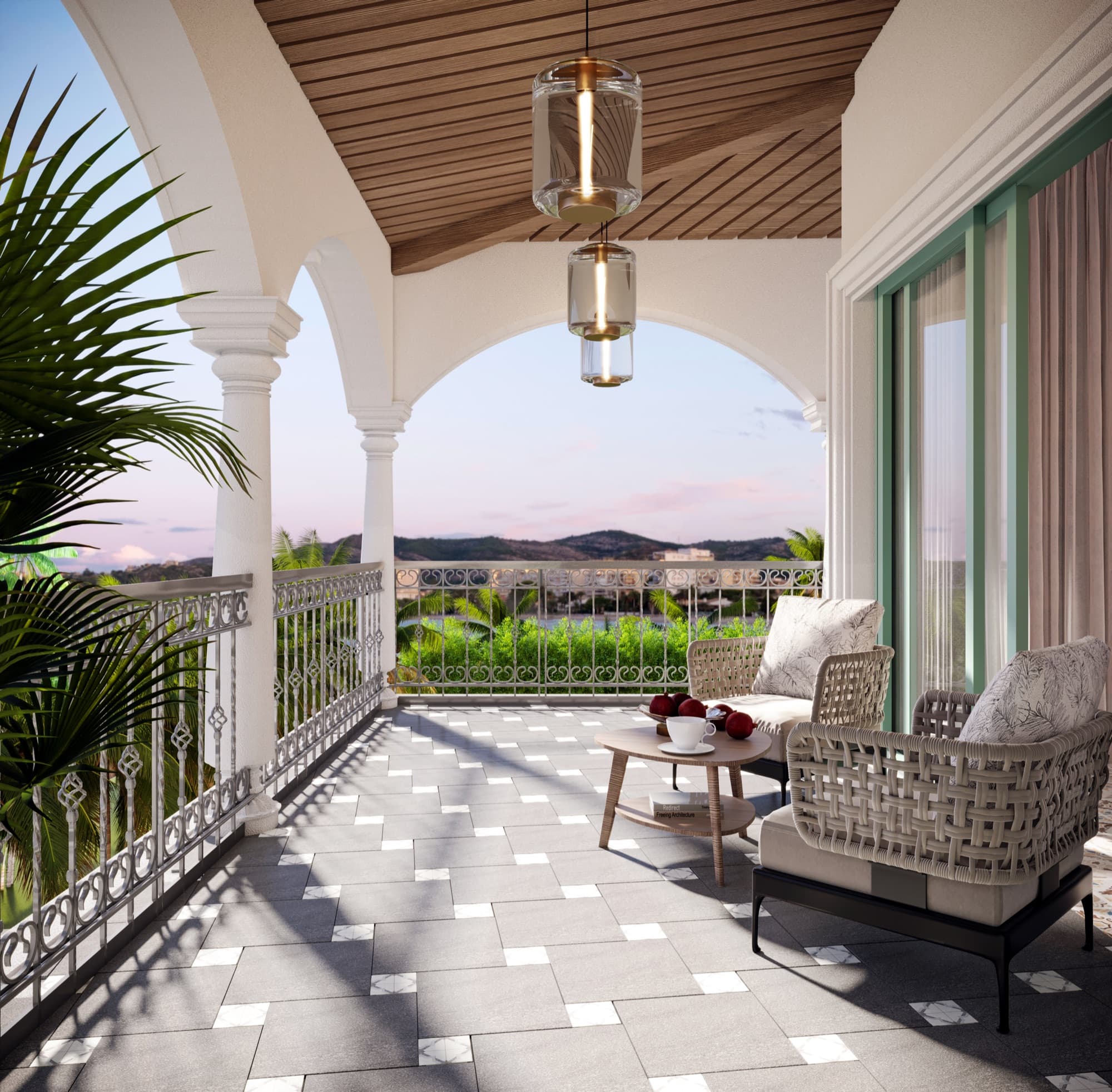 Balcony overlooking the fields at The Azalea