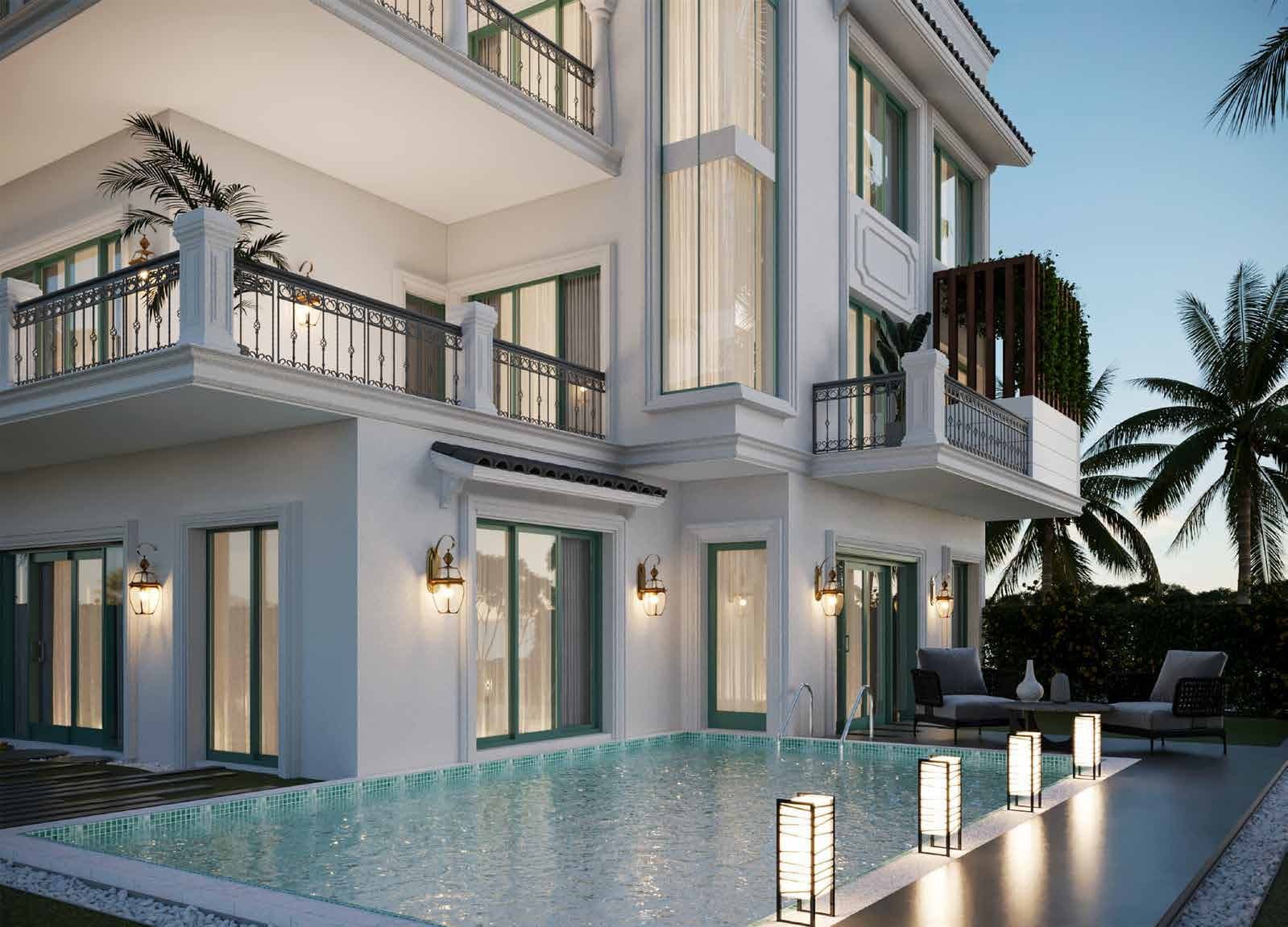 Private pool at dusk at The Azalea