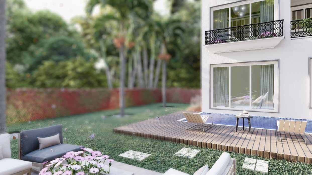 Garden and pool deck at The Floretta