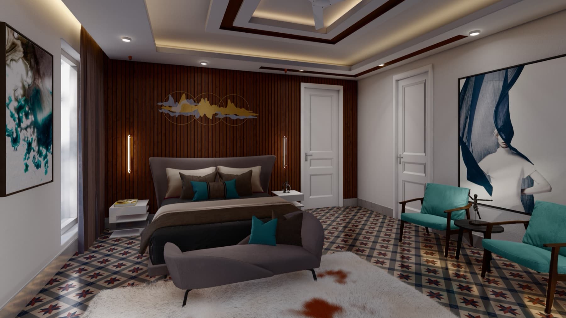 Primary bedroom at The Pine Cliff