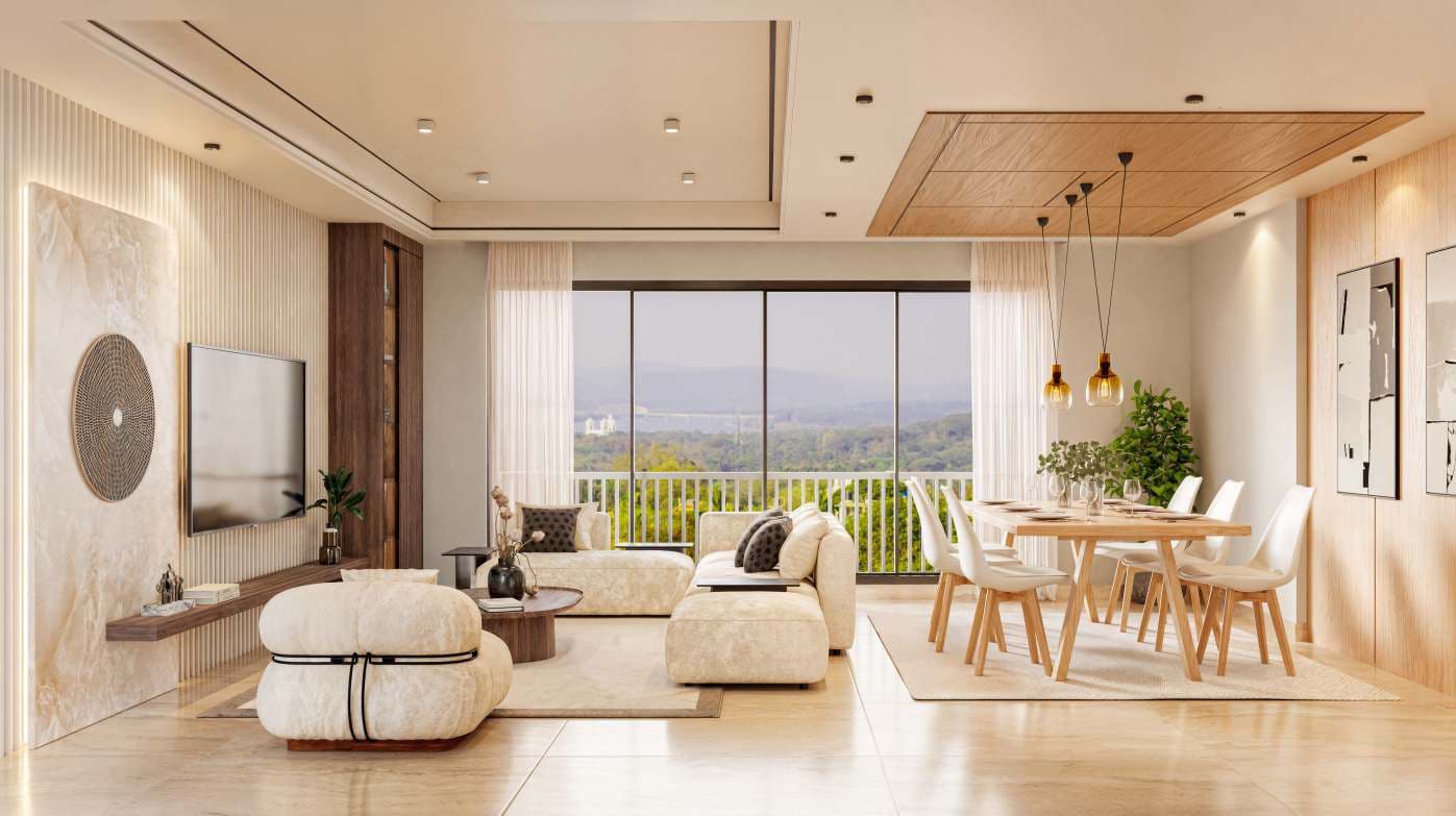 Living and dining at Serene Meadows